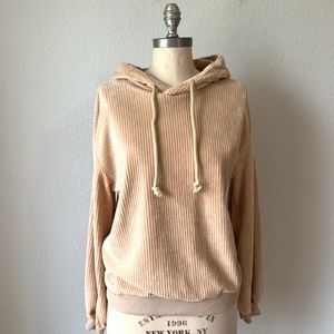 Current Air Tan Ribbed Hoodie